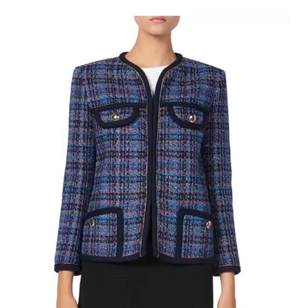 Sandro Blue and Black Tweed Blazer